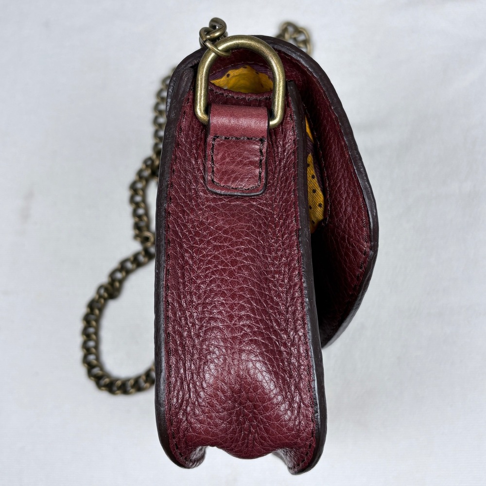 UGG Burgundy Brooklyn Pebbled  Leather Mini Crossbody Bag Turn Lock Chain Strap - Picture 3 of 16
